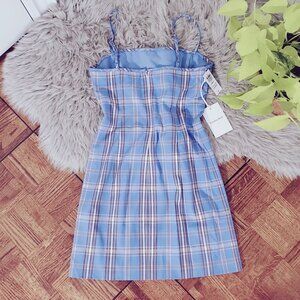 ARITZIA SUNDAY BEST Gerard Azurine Blue/White Plaid Dress NWT